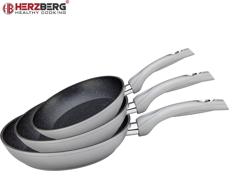Herzberg 3-Delige Koekenpan Van Gesmeed Aluminium 20/24/28 Zilver - HG-FP3GRY