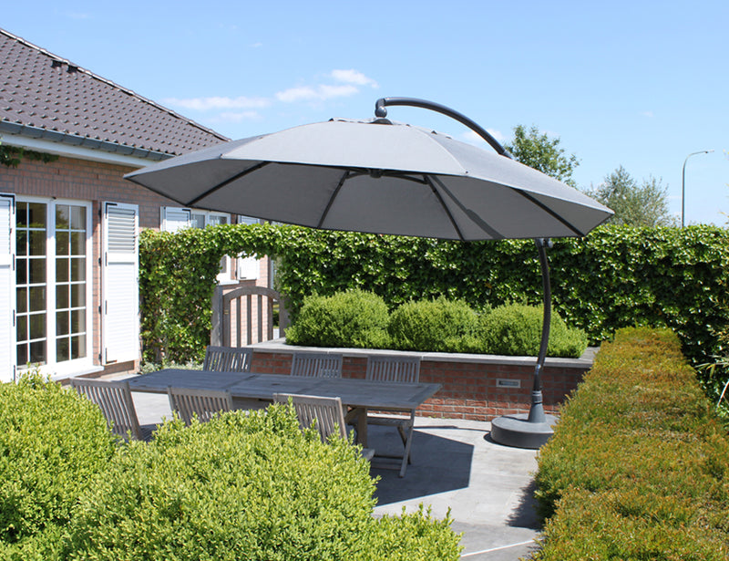 Easy Sun - Sun Garden zweefparasol rond XL 3.75 m - Olefin doek in titanium + voet - SG10218421