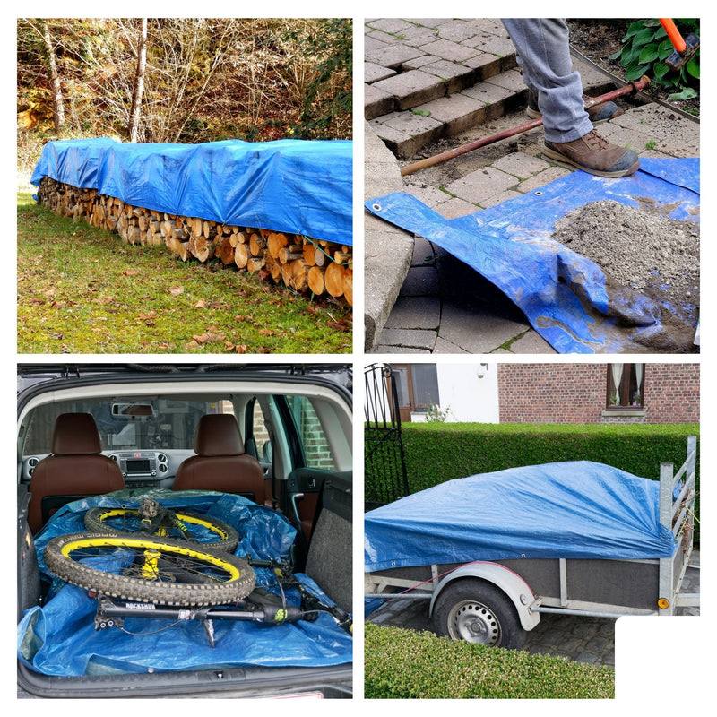 Perel Afdekzeil - Dekzeil Blauw/kaki sterk 110g - 2 x 3m - 110-0203
