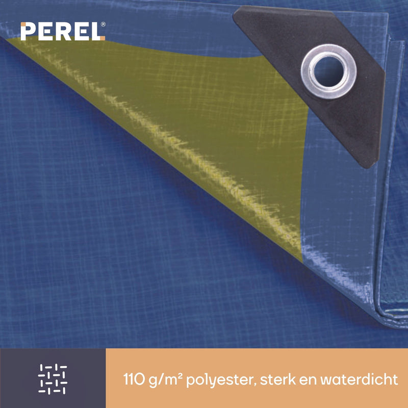 Perel Afdekzeil - Dekzeil Blauw/kaki sterk 110g - 2 x 3m - 110-0203