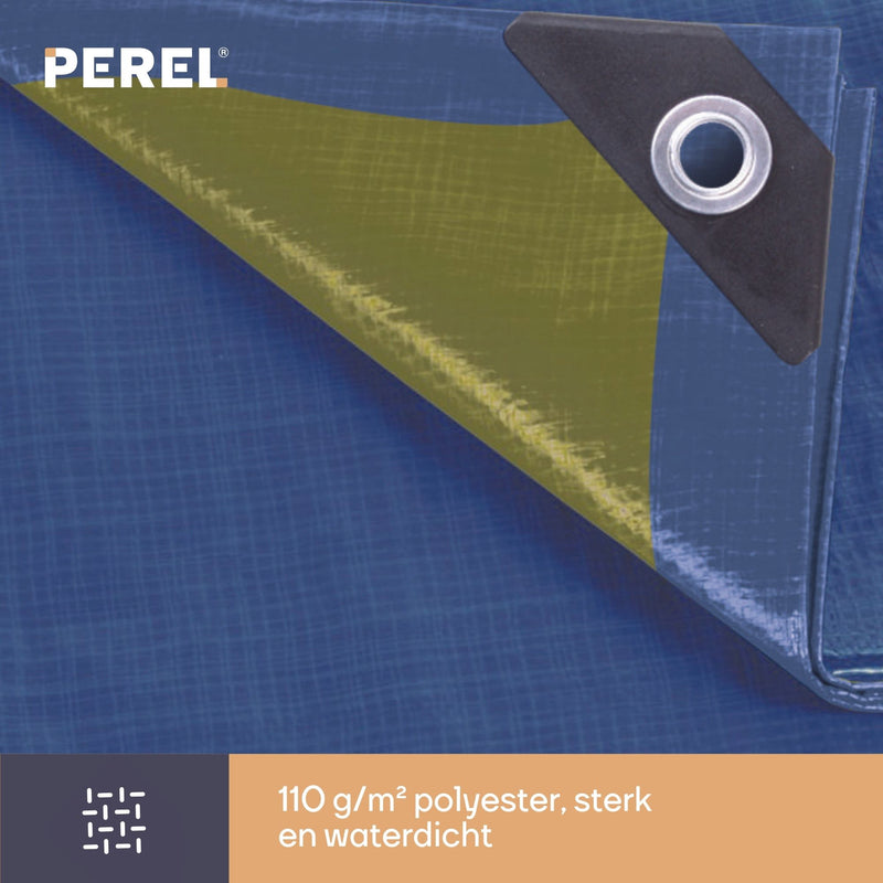 Perel Afdekzeil - Dekzeil Blauw/kaki sterk 110g - 4 x 4m - 110-0404