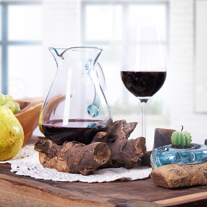 Gesmolten glas op hout - Water Kan - Wijnkan +/- 0.6L - MGW-08 (WK-06)