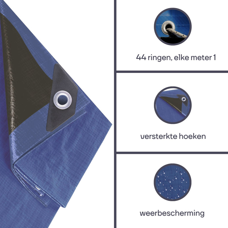 Perel Afdekzeil - Dekzeil Blauw/zwart zeer sterk 140g - 10 x 12m - 140-1012