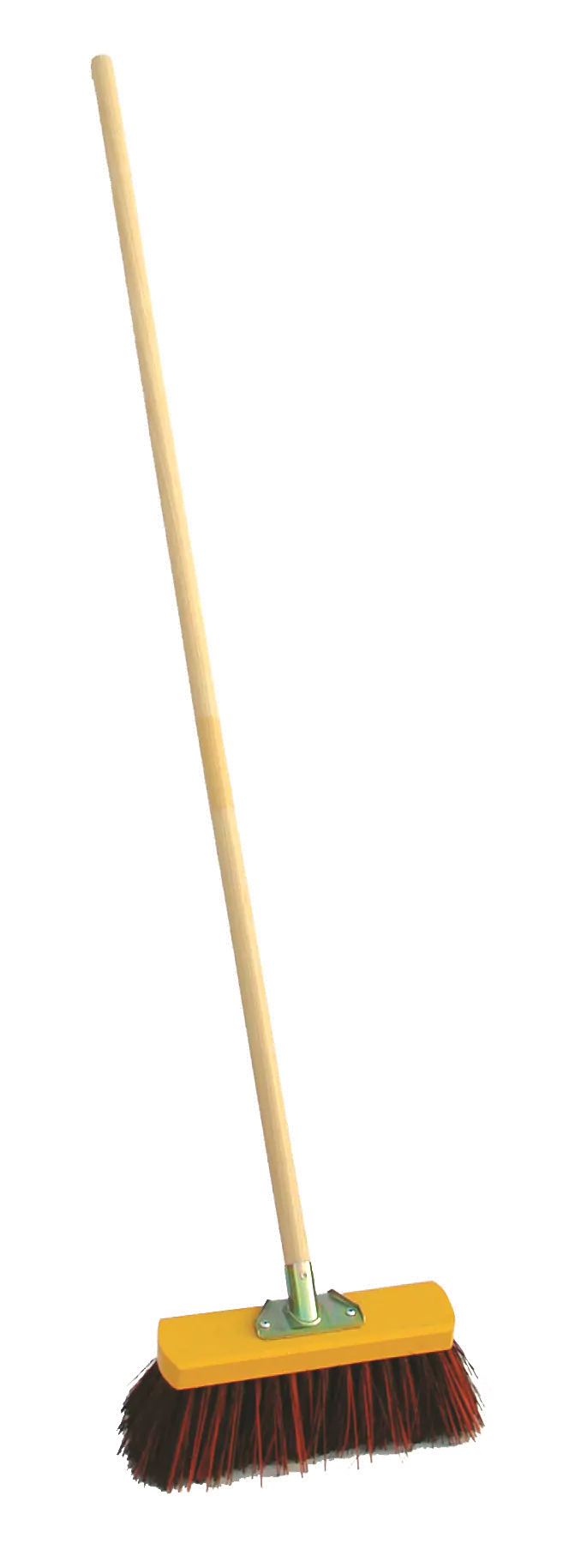 Gille Straatborstel professioneel geel gelakt hout 31cm met bahia en PVC incl. steel 150cm - 900101MBM2