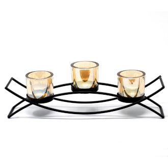 AW Gifts Votive ijzeren kandelaar - kaarsenhouder 3 kaarsen - Double Step - CIVCH-05