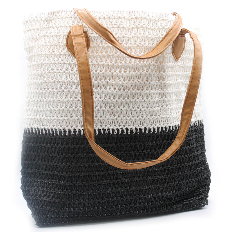 AW Gifts Bazaar Tas - Schoudertas -  Strandtas - Zwart & Wit - BAZ-02