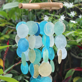 AW Gifts Blauwe & Parelmoer Drijfhout Kruis Chime - 20x49cm - Copi-05