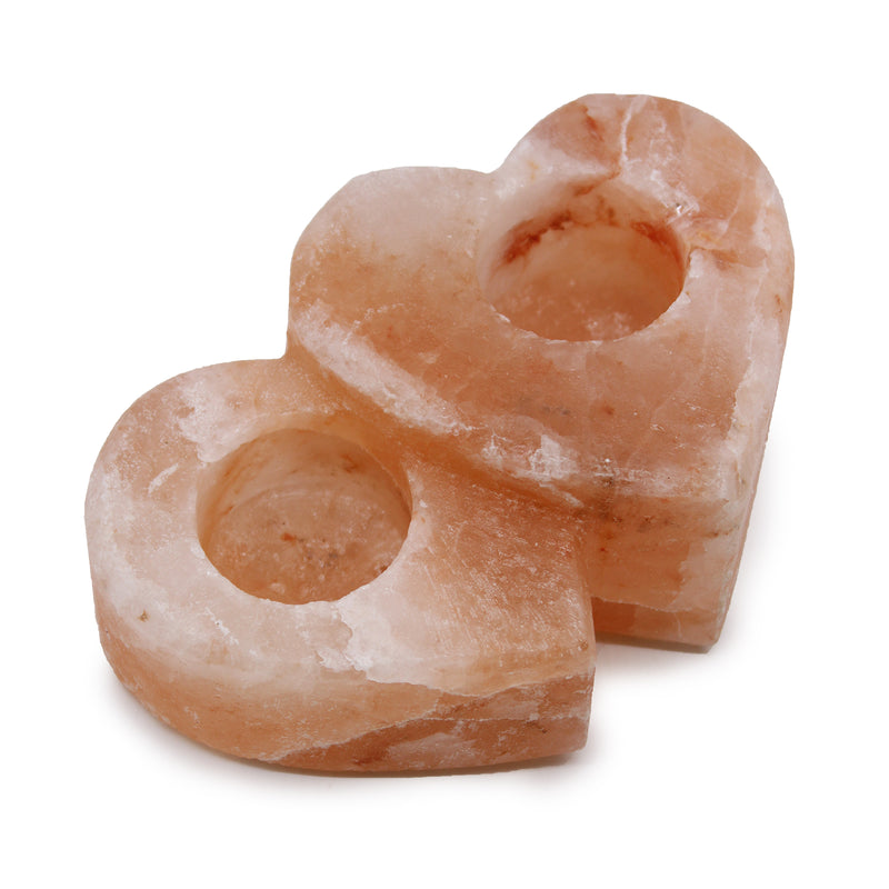 AW Gifts Himalaya Zout kristal dubbele hart Kaarshouder - 1000gr - QSalt-89N