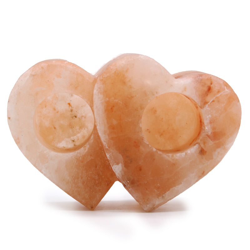 AW Gifts Himalaya Zout kristal dubbele hart Kaarshouder - 1000gr - QSalt-89N