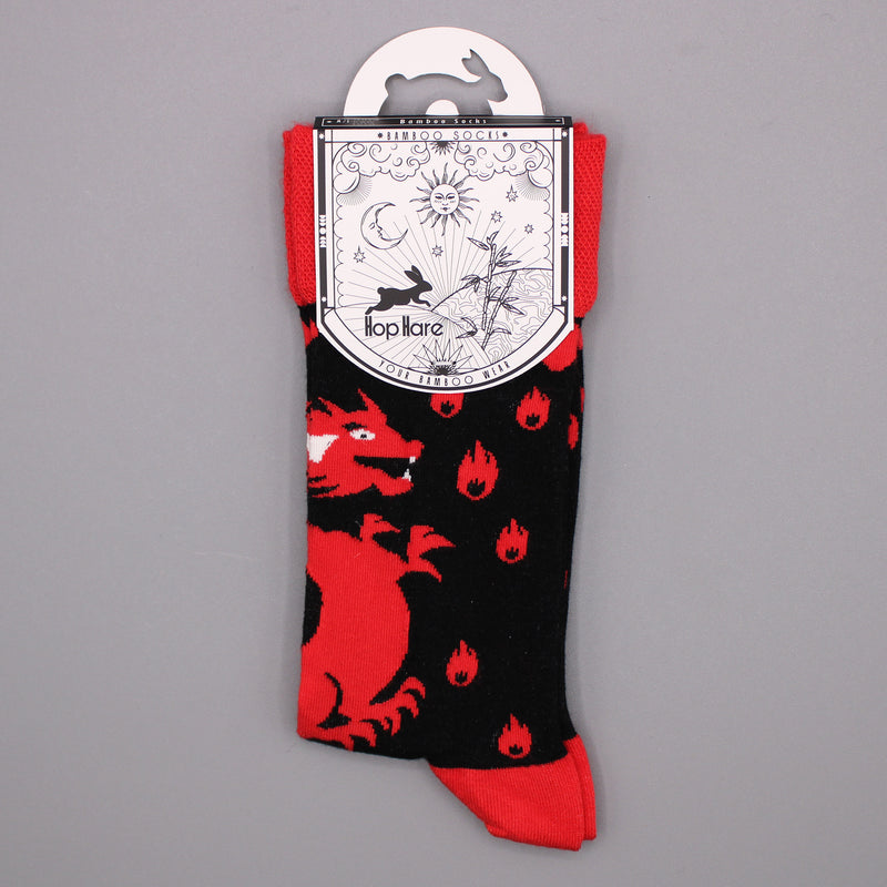 AW Gifts Hop Hare Bamboe Sokken - 36-40 - Rode Draken - BamS-08F