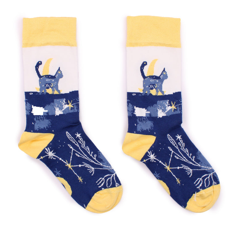 AW Gifts Hop Hare Bamboe Sokken - 41-46 - Middernacht Kat - BamS-17F-M