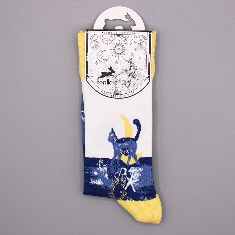 AW Gifts Hop Hare Bamboe Sokken - 41-46 - Middernacht Kat - BamS-17F-M