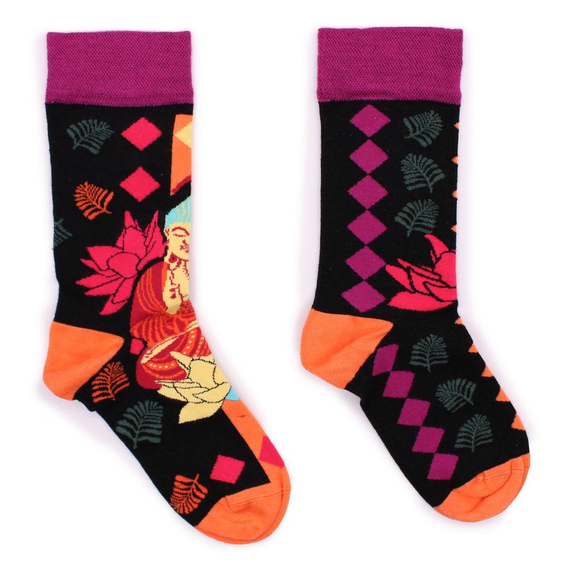 AW Gifts Hop Hare Bamboe Sokken - 41-46 - Roze Boeddha & Lotus - BamS-22F-M