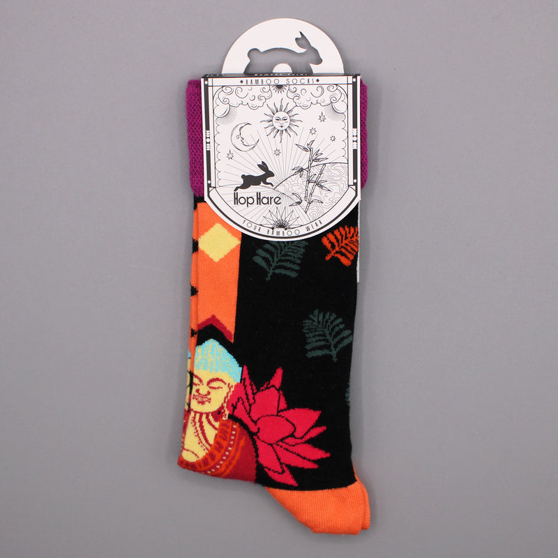 AW Gifts Hop Hare Bamboe Sokken - 41-46 - Roze Boeddha & Lotus - BamS-22F-M