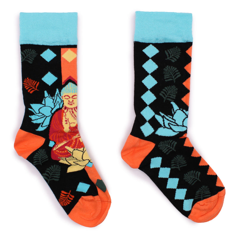 AW Gifts Hop Hare Bamboe Sokken - 36-40 - Blauwe Boeddha & Lotus - BamS-23F