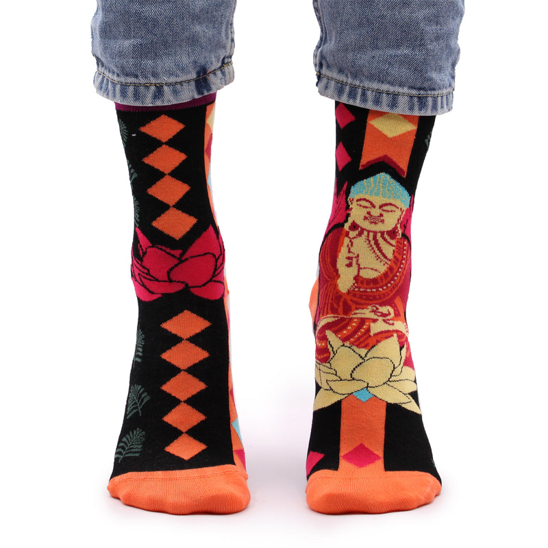 AW Gifts Hop Hare Bamboe Sokken - 41-46 - Roze Boeddha & Lotus - BamS-22F-M