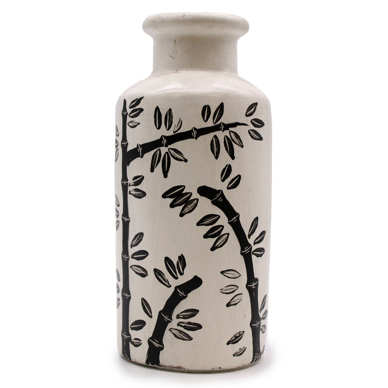 AW Gifts Bamboe motief rechte vaas - Naturel - 32 cm - BCV-06