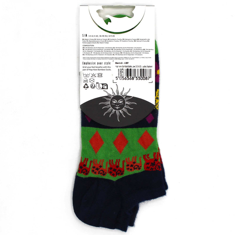 AW Gifts Hop Hare Bamboe Enkelsokken - 41-46 - Gelukkige Olifant - BamSL-08F-M