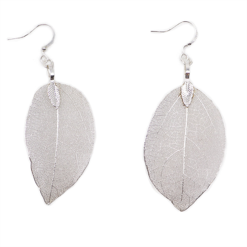 AW Gifts Oorbellen - Blad - Zilver - POT-13A