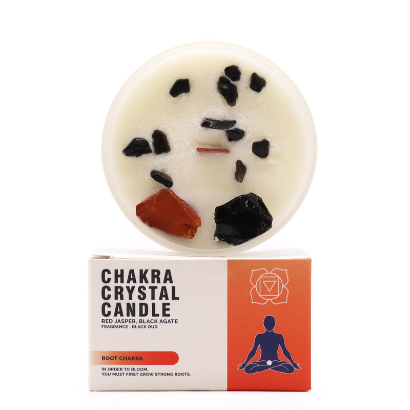 AW Gifts Chakra Kristal Kaarsen - Wortelchakra - 9x5 cm - 17 branduren - ChkCC-01
