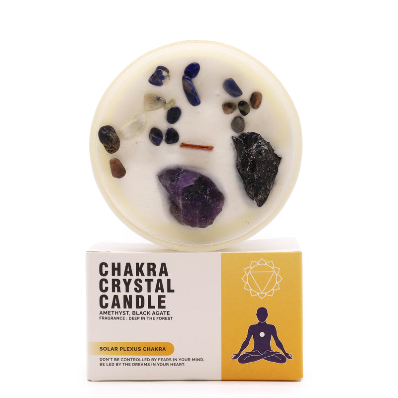 AW Gifts Chakra Kristal Kaarsen - Solar Plexus Chakra - 9x5 cm - 17 branduren - ChkCC-03