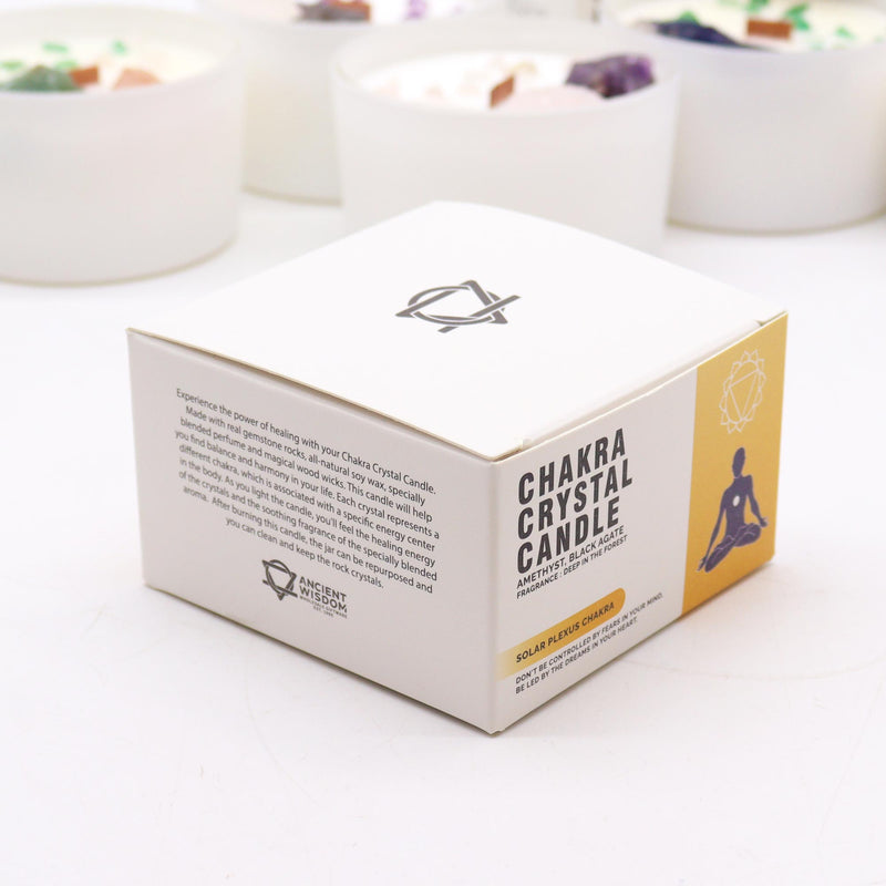 AW Gifts Chakra Kristal Kaarsen - Solar Plexus Chakra - 9x5 cm - 17 branduren - ChkCC-03