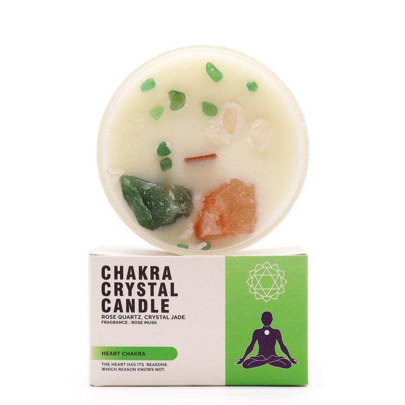 AW Gifts Chakra Kristal Kaarsen - Hartchakra - 9x5 cm - 17 branduren - ChkCC-04