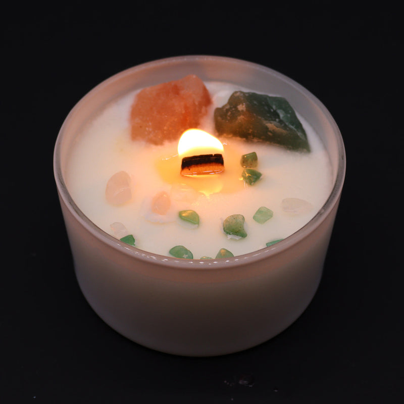 AW Gifts Chakra Kristal Kaarsen - Hartchakra - 9x5 cm - 17 branduren - ChkCC-04