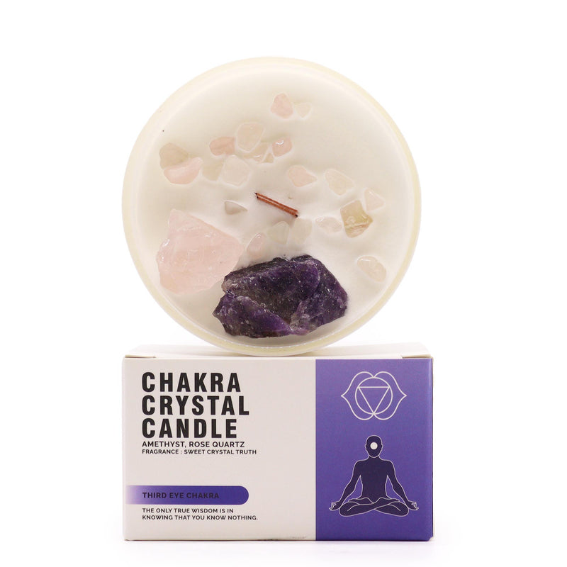 AW Gifts Chakra Kristal Kaarsen - Derde Oog Chakra - 9x5 cm - 17 branduren - ChkCC-06