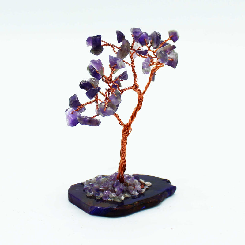 Edelstenenboom - Amethist op natuurlijke agaatbasis - 35 stenen - AGemT-02