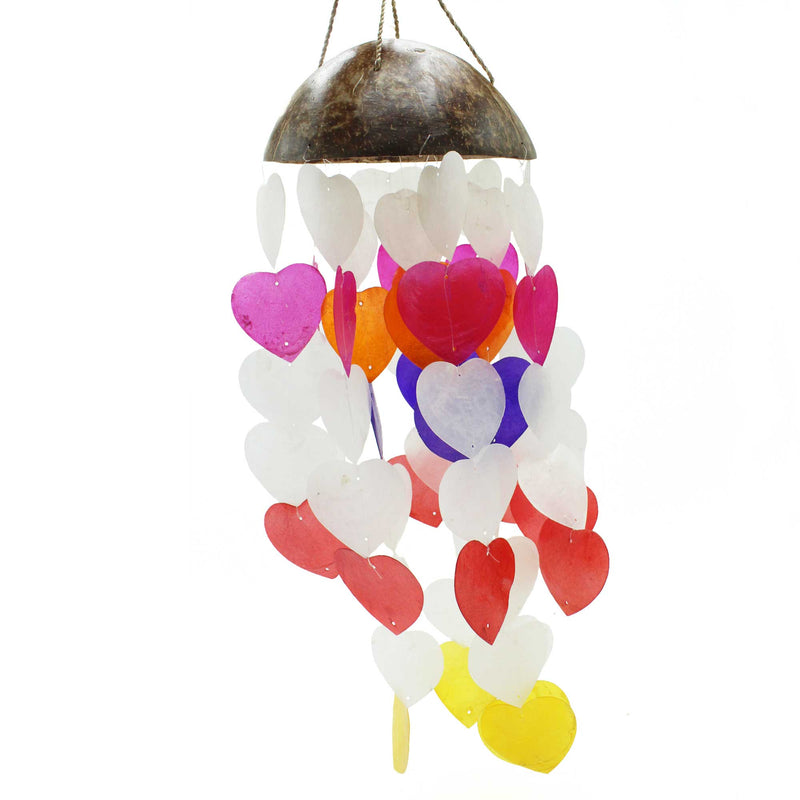 AW Gifts Kokosnoot & Capiz Windgongen - Grote Harten - 40cm - Copi-13
