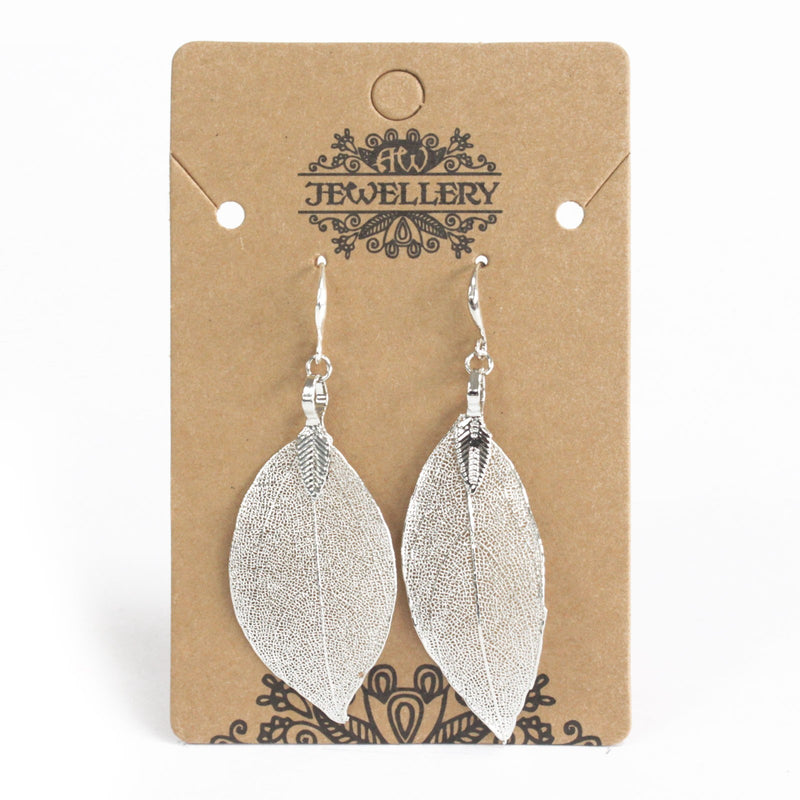 AW Gifts Oorbellen - Blad - Zilver - POT-13A