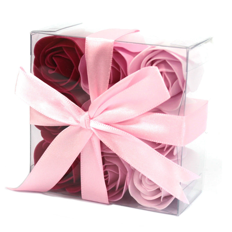 AW Gifts Set van 9 Zeep Rozen in Kado Verpakking - Roze roos - LSF-08