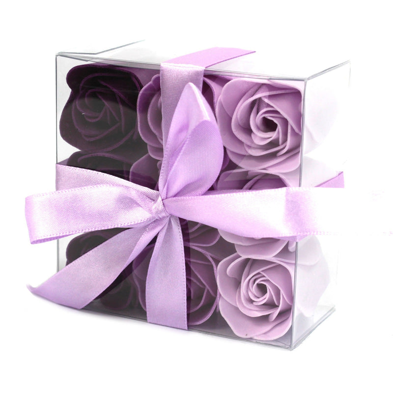 AW Gifts Set van 9 Zeep Rozen in Kado Verpakking - Lavendel rozen - LSF-09