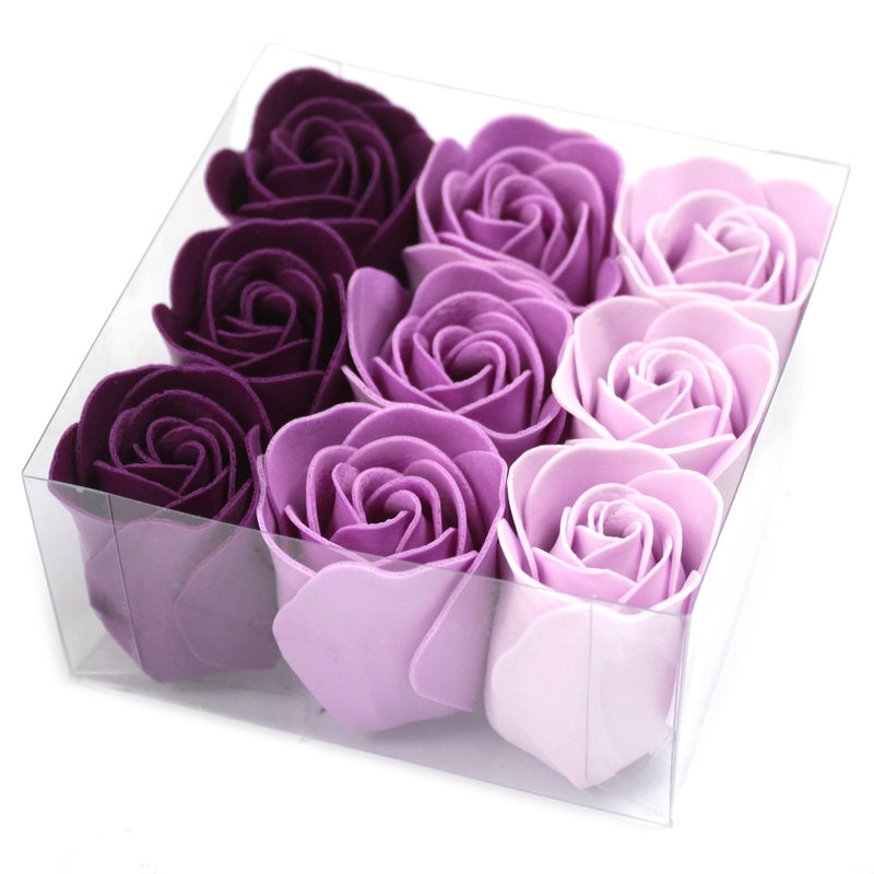 AW Gifts Set van 9 Zeep Rozen in Kado Verpakking - Lavendel rozen - LSF-09