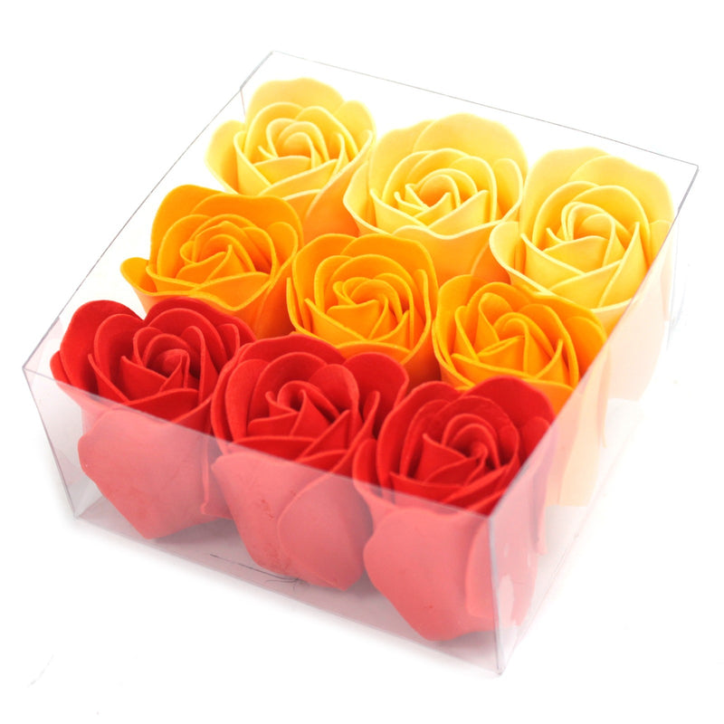 AW Gifts Set van 9 Zeep Rozen in Kado Verpakking - Perzik kleurige rozen - LSF-12