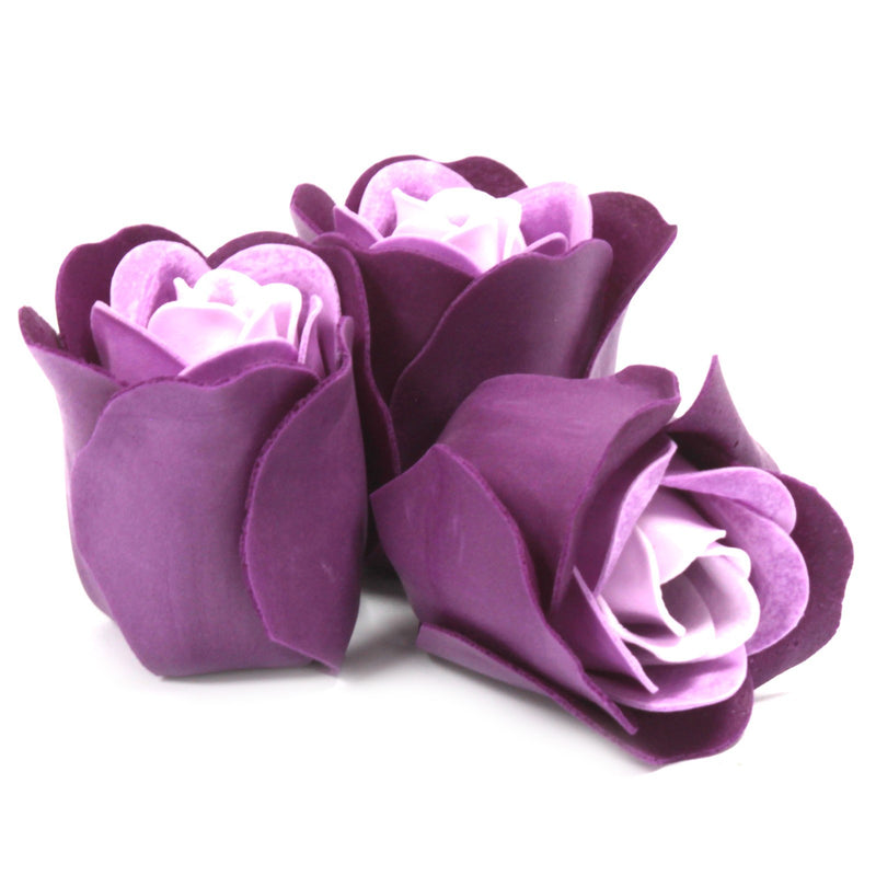 AW Gifts Set van 3 Zeep Rozen in Hartvormige Kado Verpakking - Lavendel Rozen - LSF-17