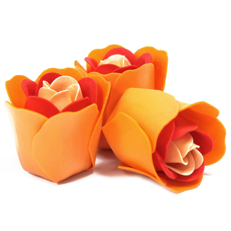 AW Gifts Set van 3 Zeep Rozen in Hartvormige Kado Verpakking - Perzik kleurige Rozen - LSF-18