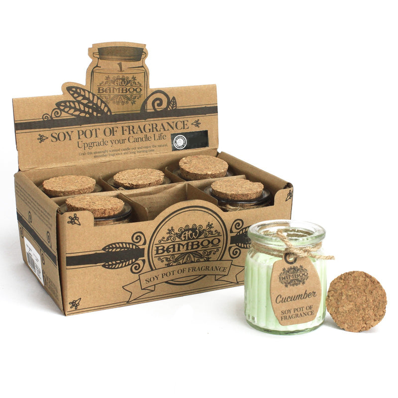 AW Gifts Geparfumeerde Sojawas Kaars in Glazen Pot - Komkommer - 5.5 cm - 20 branduren - SoyP-03