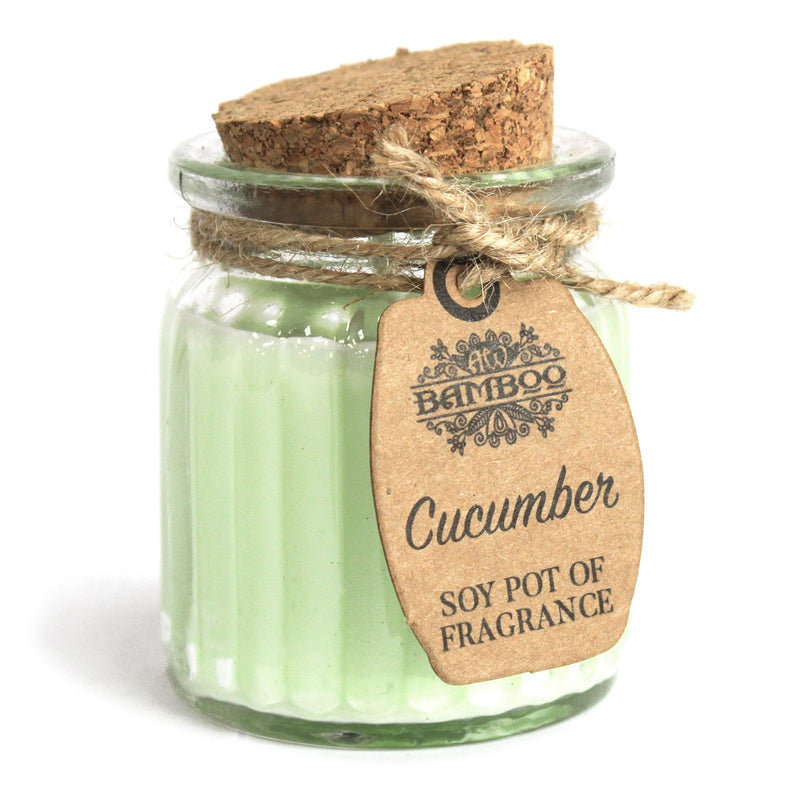 AW Gifts Geparfumeerde Sojawas Kaars in Glazen Pot - Komkommer - 5.5 cm - 20 branduren - SoyP-03