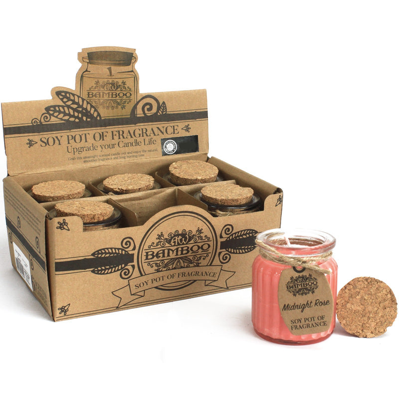 AW Gifts Geparfumeerde Sojawas Kaars in Glazen Pot - Middernacht Roos - 5.5 cm - 20 branduren - SoyP-10