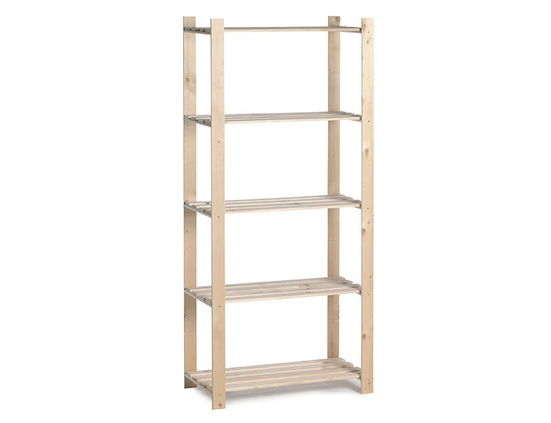 Practo Home Houten opbergrek Woody Rack enkel - 175 x 80 x 40 cm - 5 legborden - H206