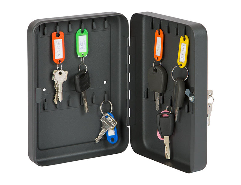 Practo Home - Sleutekast - sleutelkluisje voor 24 sleutels - mat zwart - 25 x 18 x 6 cm - G924