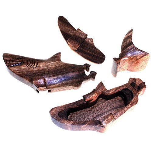 AW Gifts Houten Puzzel Doos uit Bali - Happy Haai - BMB-08