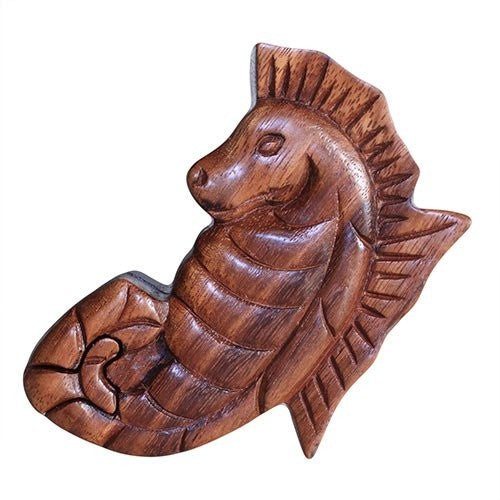 AW Gifts Houten Puzzel Doos uit Bali - Zeepaardje - BMB-09