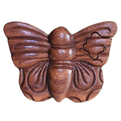 AW Gifts Houten Puzzel Doos uit Bali - Vlinder - BMB-15