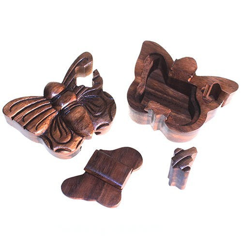 AW Gifts Houten Puzzel Doos uit Bali - Vlinder - BMB-15