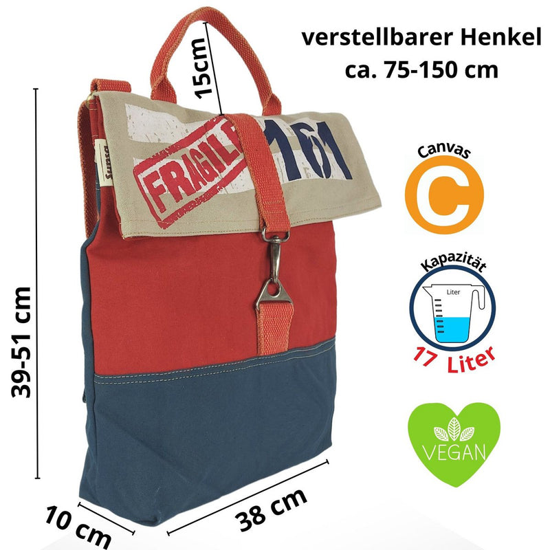 Sunsa schoudertas voor dames - Handtas vegan gemaakt van canvas - Schoudertas in maritieme stijl - Grote schoudertas voor dames - 52722