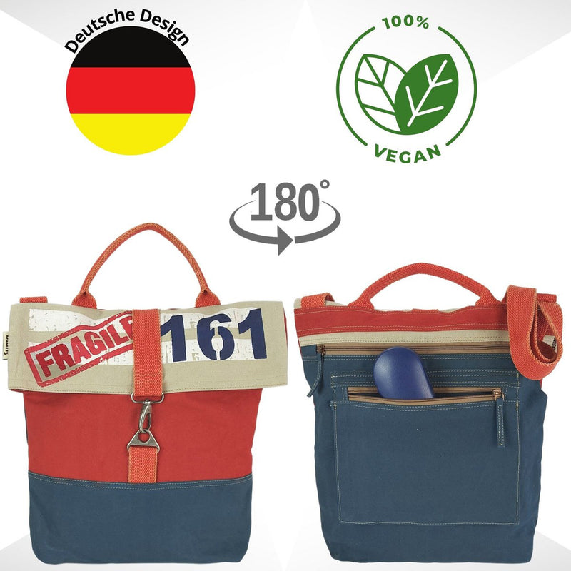 Sunsa schoudertas voor dames - Handtas vegan gemaakt van canvas - Schoudertas in maritieme stijl - Grote schoudertas voor dames - 52722