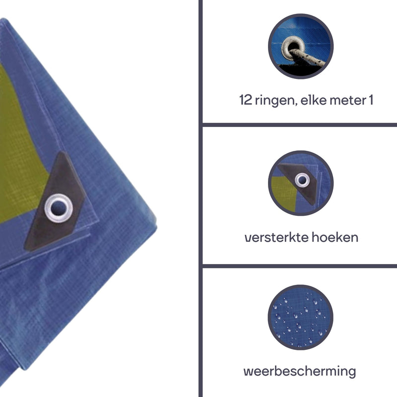 Perel Afdekzeil - Dekzeil Blauw/groen standaard 70g - 2 x 4m - 70-0204